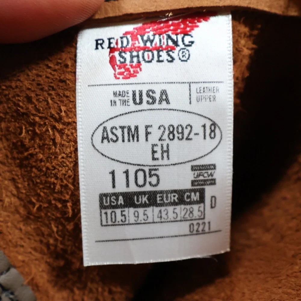 Red Wing Pecos 1105 Work Boots Mens 10.5 D Brown Leather Pull On Made in USA EH